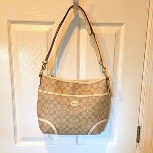 Coach Beige and Cream Shoulder Bag